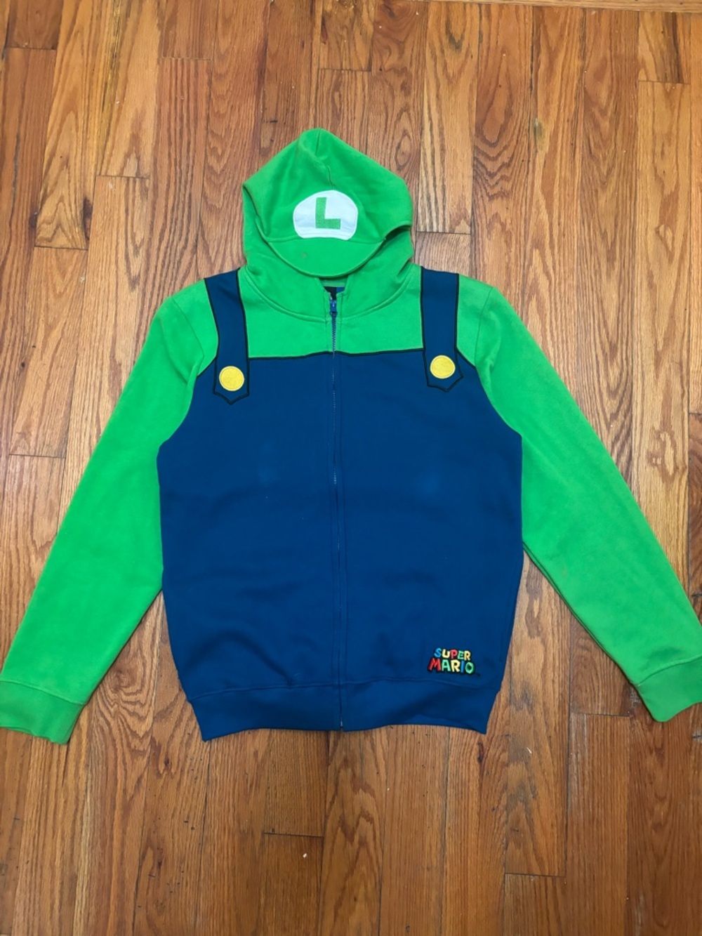Super Mario Luigi green and blue hoodie Size M #gaming #mario